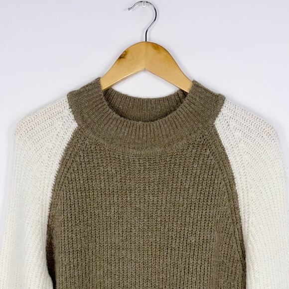 Ripe Women's Color Block Maternity Ribbed Knit Sweater Medium Tan Nursing - Picture 4 of 15